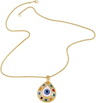 Turkish Evil Eye Necklace with Colourful Cubic Zirconia