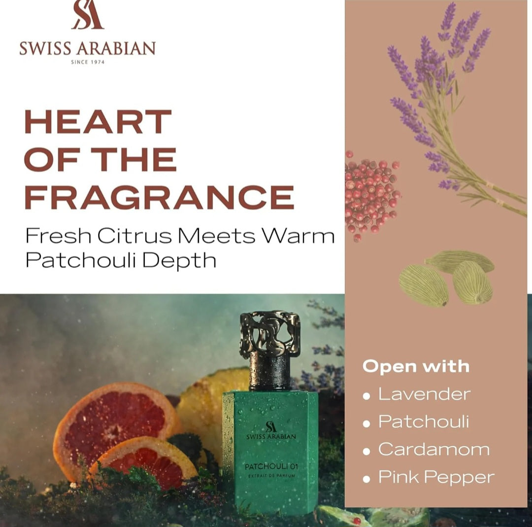PATCHOULI 01 Extrait 50 for Unisex By Swiss Arabian