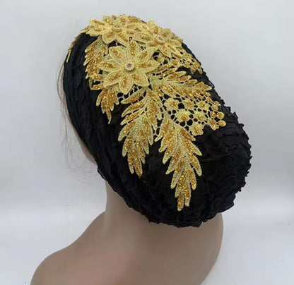 Women's Hairband Embroidery Turban Cap Head Wraps Muslim Headscarf Bonnet Hair Bands