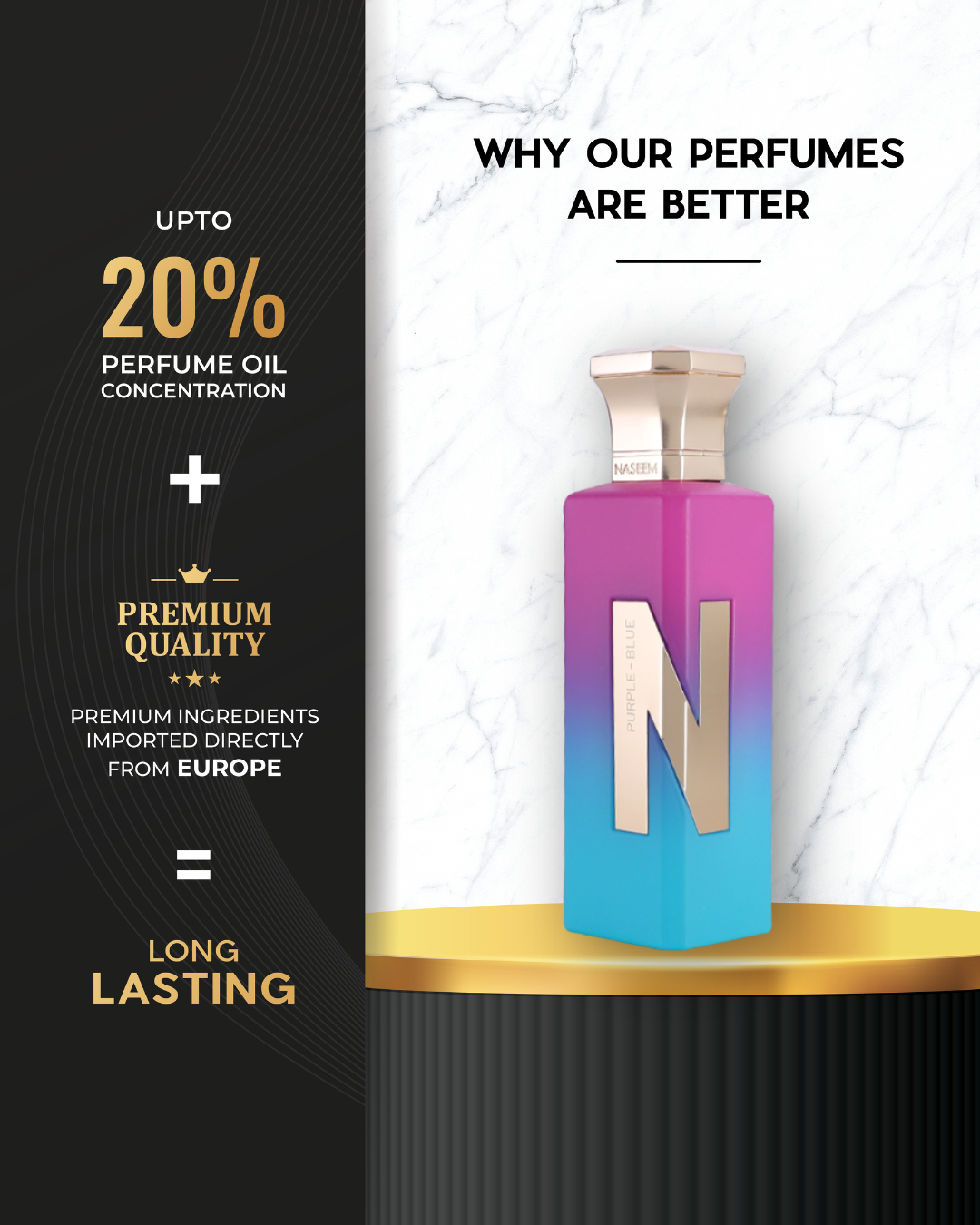 PURPLE BLUE Aqua parfum 75ml EDP Unisex By NASEEM